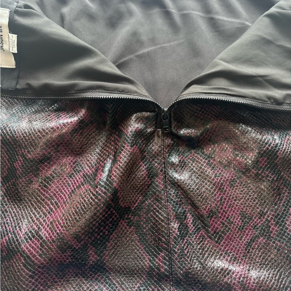 Jason Wu Snake Print Faux Leather lined Mini Skirt Purple Black Size 14 - Picture 6 of 8